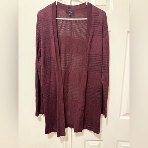 Apt. 9 Burgundy Open-Front Cardigan